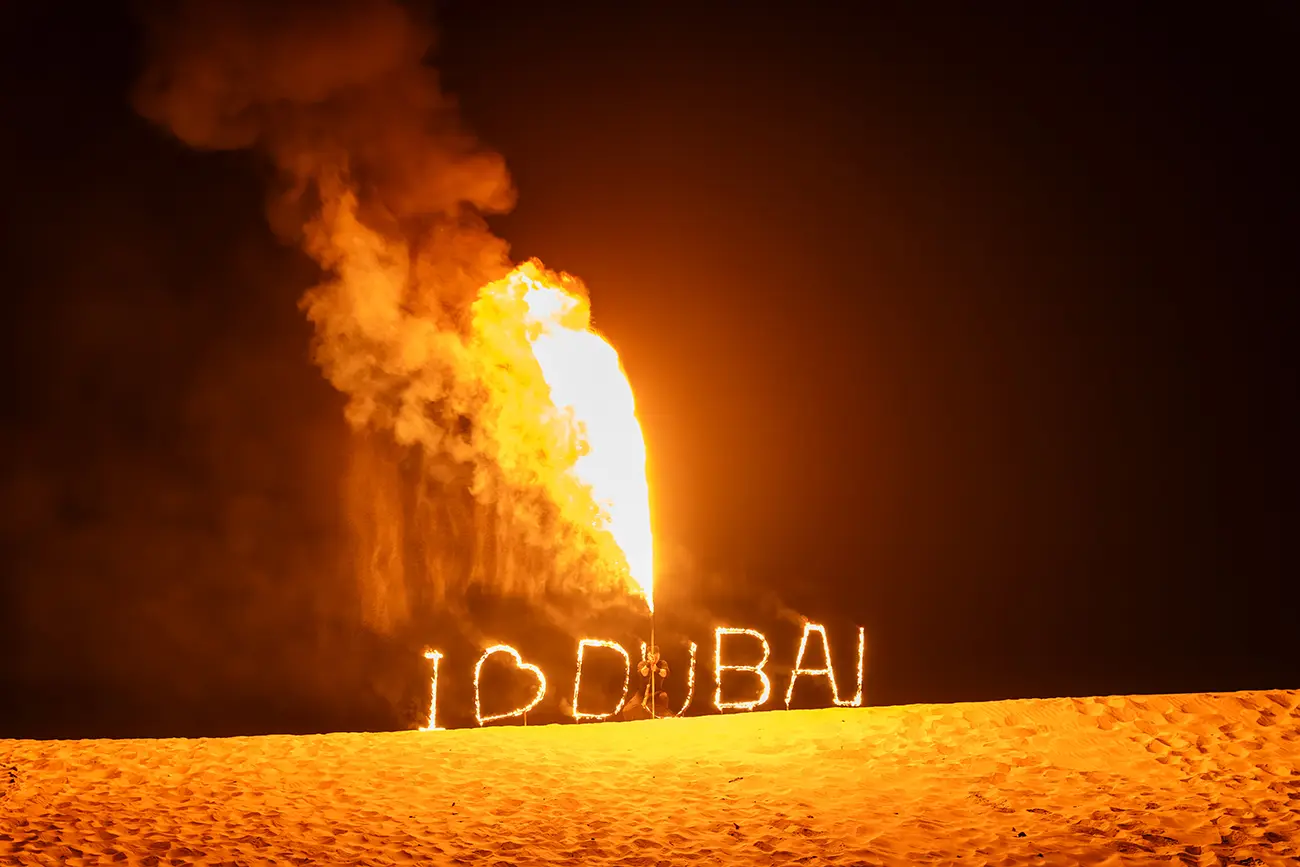 Fire show at the desert camp